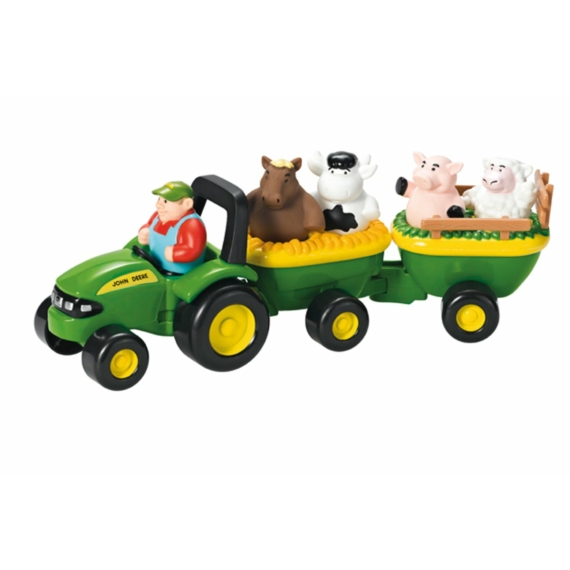 John Deere traktor makett vontató kocsival - farm játék állatokkal - MCE34908VAX0